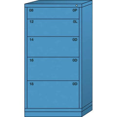 Lyon - 5 Drawer, Standard Eye-Level - Single Drawer Access Cabinet - Steel, 30" Wide x 28-1/4" Deep x 59-1/4" High, Wedgewood Blue - Americas Industrial Supply