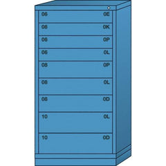 Lyon - 9 Drawer, Standard Eye-Level - Multiple Drawer Access Cabinet - Steel, 30" Wide x 28-1/4" Deep x 59-1/4" High, Wedgewood Blue - Americas Industrial Supply