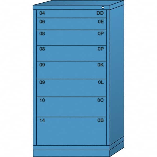 Lyon - 8 Drawer, Standard Eye-Level - Multiple Drawer Access Cabinet - Steel, 30" Wide x 28-1/4" Deep x 59-1/4" High, Wedgewood Blue - Americas Industrial Supply