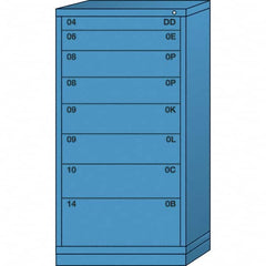 Lyon - 8 Drawer, Standard Eye-Level - Multiple Drawer Access Cabinet - Steel, 30" Wide x 28-1/4" Deep x 59-1/4" High, Wedgewood Blue - Americas Industrial Supply