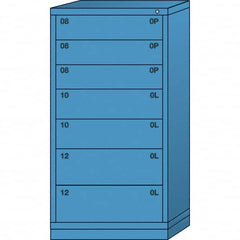 Lyon - 7 Drawer, Standard Eye-Level - Multiple Drawer Access Cabinet - Steel, 30" Wide x 28-1/4" Deep x 59-1/4" High, Wedgewood Blue - Americas Industrial Supply