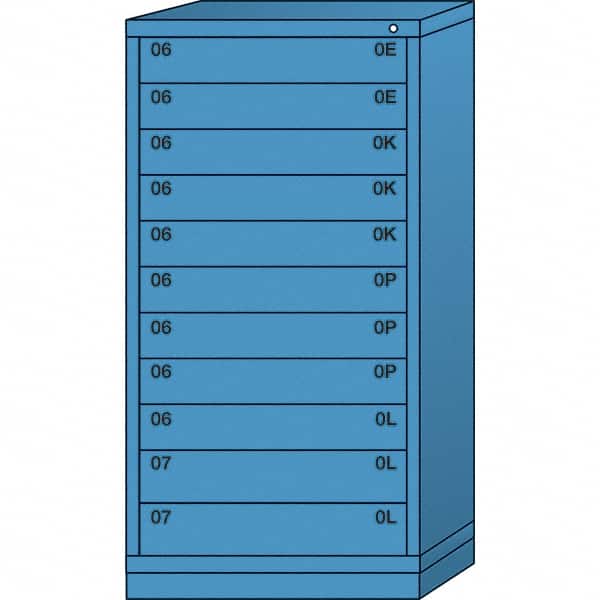 Lyon - 11 Drawer, Standard Eye-Level - Single Drawer Access Cabinet - Steel, 30" Wide x 28-1/4" Deep x 59-1/4" High, Wedgewood Blue - Americas Industrial Supply