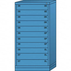 Lyon - 11 Drawer, Standard Eye-Level - Single Drawer Access Cabinet - Steel, 30" Wide x 28-1/4" Deep x 59-1/4" High, Wedgewood Blue - Americas Industrial Supply