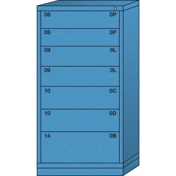 Lyon - 7 Drawer, Standard Eye-Level - Single Drawer Access Cabinet - Steel, 30" Wide x 28-1/4" Deep x 59-1/4" High, Wedgewood Blue - Americas Industrial Supply