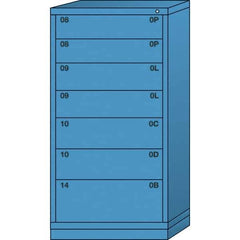 Lyon - 7 Drawer, Standard Eye-Level - Single Drawer Access Cabinet - Steel, 30" Wide x 28-1/4" Deep x 59-1/4" High, Wedgewood Blue - Americas Industrial Supply