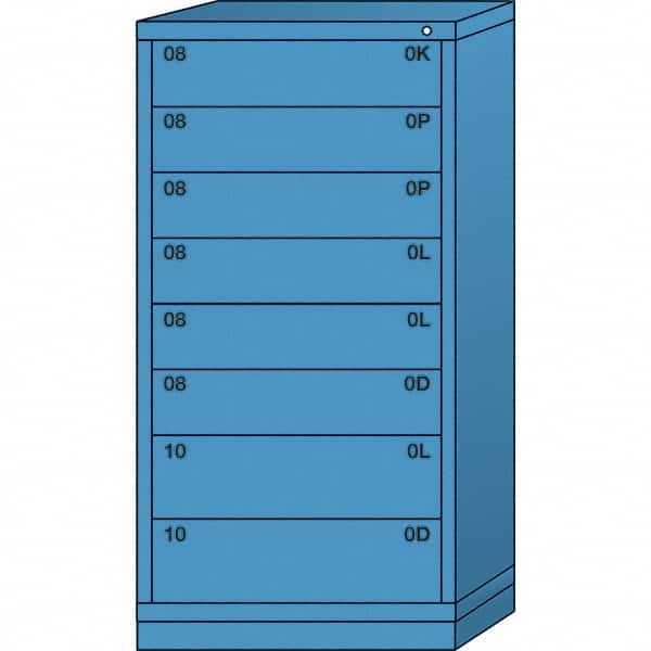Lyon - 8 Drawer, Standard Eye-Level - Single Drawer Access Cabinet - Steel, 30" Wide x 28-1/4" Deep x 59-1/4" High, Wedgewood Blue - Americas Industrial Supply