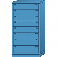 Lyon - 8 Drawer, Standard Eye-Level - Single Drawer Access Cabinet - Steel, 30" Wide x 28-1/4" Deep x 59-1/4" High, Wedgewood Blue - Americas Industrial Supply