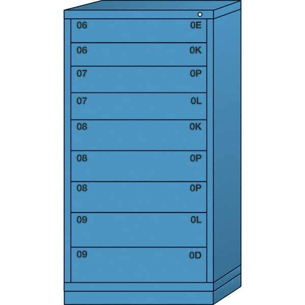 Lyon - 9 Drawer, Standard Eye-Level - Single Drawer Access Cabinet - Steel, 30" Wide x 28-1/4" Deep x 59-1/4" High, Wedgewood Blue - Americas Industrial Supply