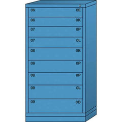 Lyon - 9 Drawer, Standard Eye-Level - Single Drawer Access Cabinet - Steel, 30" Wide x 28-1/4" Deep x 59-1/4" High, Wedgewood Blue - Americas Industrial Supply