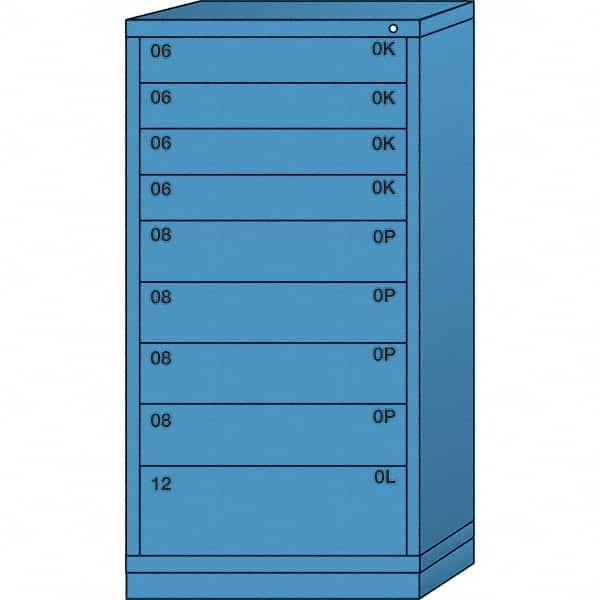 Lyon - 9 Drawer, Standard Eye-Level - Multiple Drawer Access Cabinet - Steel, 30" Wide x 28-1/4" Deep x 59-1/4" High, Wedgewood Blue - Americas Industrial Supply