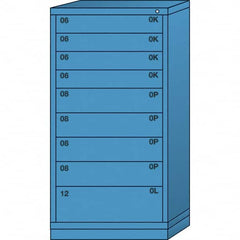 Lyon - 9 Drawer, Standard Eye-Level - Multiple Drawer Access Cabinet - Steel, 30" Wide x 28-1/4" Deep x 59-1/4" High, Wedgewood Blue - Americas Industrial Supply