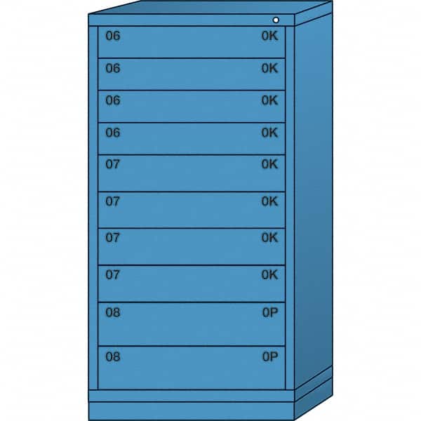 Lyon - 10 Drawer, Standard Eye-Level - Single Drawer Access Cabinet - Steel, 30" Wide x 28-1/4" Deep x 59-1/4" High, Wedgewood Blue - Americas Industrial Supply