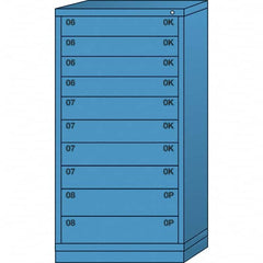 Lyon - 10 Drawer, Standard Eye-Level - Single Drawer Access Cabinet - Steel, 30" Wide x 28-1/4" Deep x 59-1/4" High, Wedgewood Blue - Americas Industrial Supply