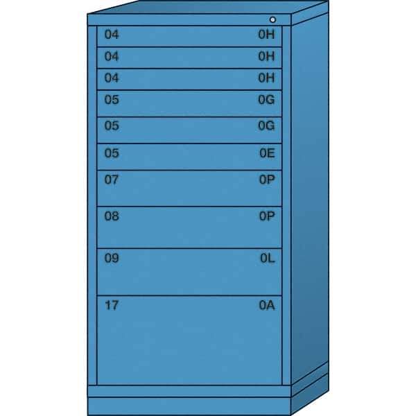 Lyon - 10 Drawer, Standard Eye-Level - Multiple Drawer Access Cabinet - Steel, 30" Wide x 28-1/4" Deep x 59-1/4" High, Wedgewood Blue - Americas Industrial Supply