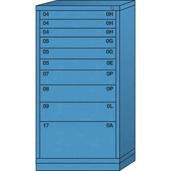 Lyon - 10 Drawer, Standard Eye-Level - Multiple Drawer Access Cabinet - Steel, 30" Wide x 28-1/4" Deep x 59-1/4" High, Wedgewood Blue - Americas Industrial Supply