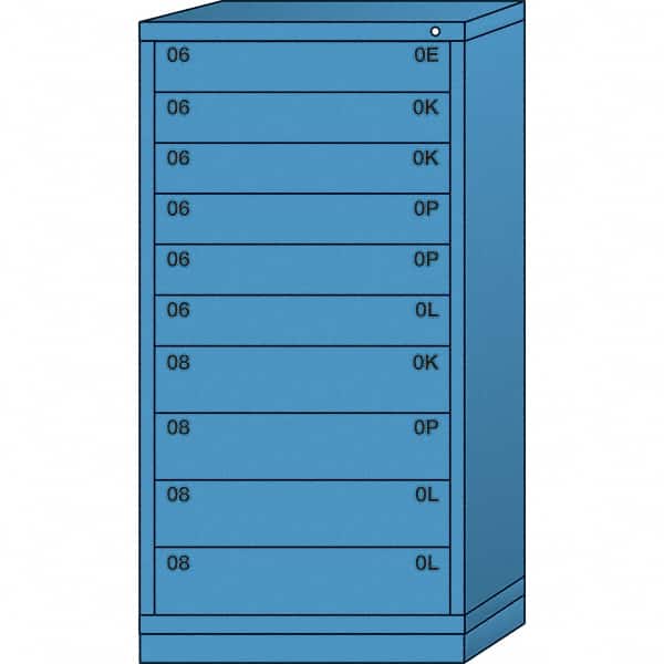 Lyon - 10 Drawer, Standard Eye-Level - Single Drawer Access Cabinet - Steel, 30" Wide x 28-1/4" Deep x 59-1/4" High, Wedgewood Blue - Americas Industrial Supply