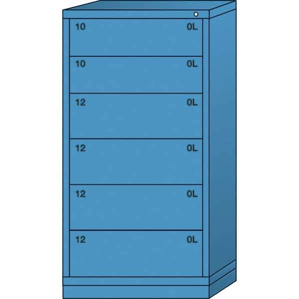 Lyon - 6 Drawer, Standard Eye-Level - Multiple Drawer Access Cabinet - Steel, 30" Wide x 28-1/4" Deep x 59-1/4" High, Wedgewood Blue - Americas Industrial Supply