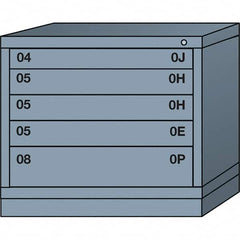 Lyon - 5 Drawer, Standard Desk Height - Single Drawer Access Cabinet - Steel, 30" Wide x 28-1/4" Deep x 26-7/8" High, Dove Gray - Americas Industrial Supply