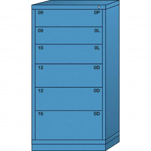 Lyon - 6 Drawer, Standard Eye-Level - Single Drawer Access Cabinet - Steel, 30" Wide x 28-1/4" Deep x 59-1/4" High, Wedgewood Blue - Americas Industrial Supply