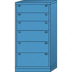 Lyon - 6 Drawer, Standard Eye-Level - Single Drawer Access Cabinet - Steel, 30" Wide x 28-1/4" Deep x 59-1/4" High, Wedgewood Blue - Americas Industrial Supply