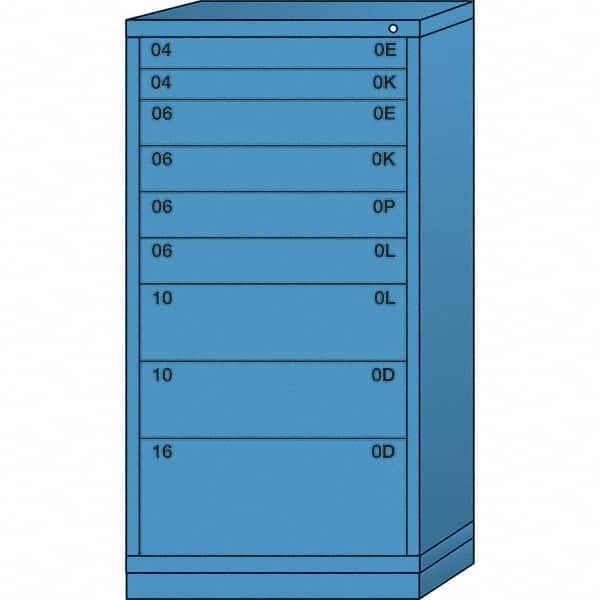 Lyon - 9 Drawer, Standard Eye-Level - Multiple Drawer Access Cabinet - Steel, 30" Wide x 28-1/4" Deep x 59-1/4" High, Wedgewood Blue - Americas Industrial Supply