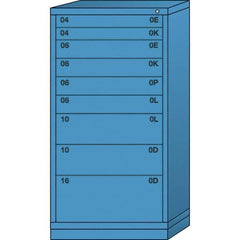 Lyon - 9 Drawer, Standard Eye-Level - Single Drawer Access Cabinet - Steel, 30" Wide x 28-1/4" Deep x 59-1/4" High, Wedgewood Blue - Americas Industrial Supply