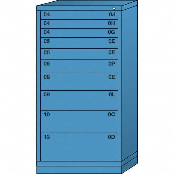 Lyon - 10 Drawer, Standard Eye-Level - Multiple Drawer Access Cabinet - Steel, 30" Wide x 28-1/4" Deep x 59-1/4" High, Wedgewood Blue - Americas Industrial Supply