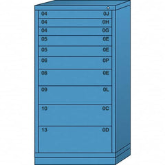 Lyon - 10 Drawer, Standard Eye-Level - Multiple Drawer Access Cabinet - Steel, 30" Wide x 28-1/4" Deep x 59-1/4" High, Wedgewood Blue - Americas Industrial Supply