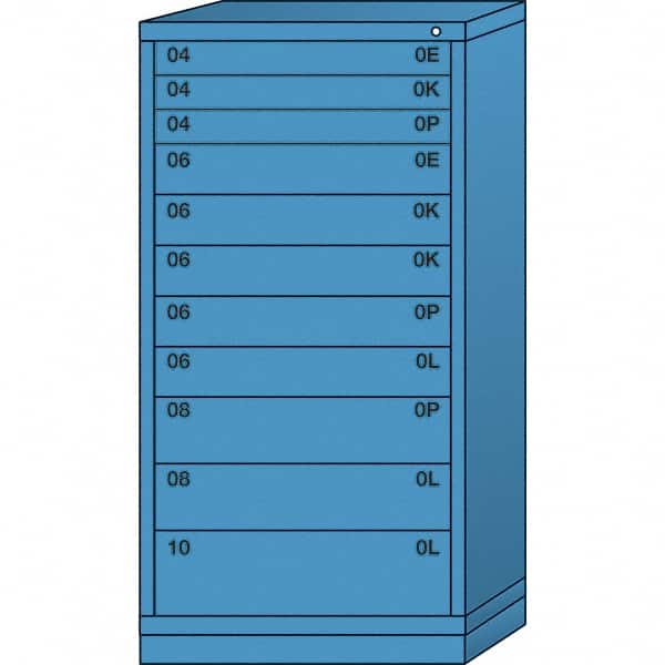 Lyon - 11 Drawer, Standard Eye-Level - Multiple Drawer Access Cabinet - Steel, 30" Wide x 28-1/4" Deep x 59-1/4" High, Wedgewood Blue - Americas Industrial Supply