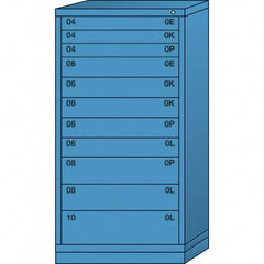 Lyon - 11 Drawer, Standard Eye-Level - Multiple Drawer Access Cabinet - Steel, 30" Wide x 28-1/4" Deep x 59-1/4" High, Wedgewood Blue - Americas Industrial Supply