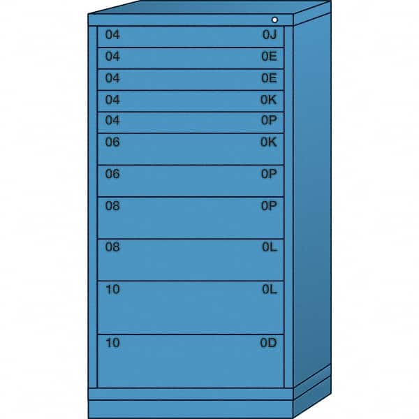 Lyon - 11 Drawer, Standard Eye-Level - Single Drawer Access Cabinet - Steel, 30" Wide x 28-1/4" Deep x 59-1/4" High, Wedgewood Blue - Americas Industrial Supply