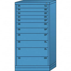 Lyon - 11 Drawer, Standard Eye-Level - Single Drawer Access Cabinet - Steel, 30" Wide x 28-1/4" Deep x 59-1/4" High, Wedgewood Blue - Americas Industrial Supply