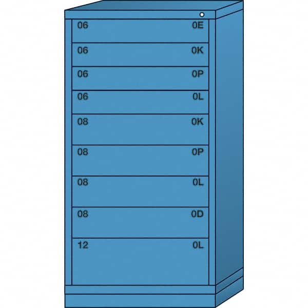 Lyon - 9 Drawer, Standard Eye-Level - Multiple Drawer Access Cabinet - Steel, 30" Wide x 28-1/4" Deep x 59-1/4" High, Wedgewood Blue - Americas Industrial Supply