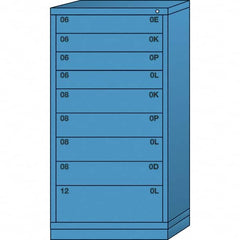 Lyon - 9 Drawer, Standard Eye-Level - Multiple Drawer Access Cabinet - Steel, 30" Wide x 28-1/4" Deep x 59-1/4" High, Wedgewood Blue - Americas Industrial Supply