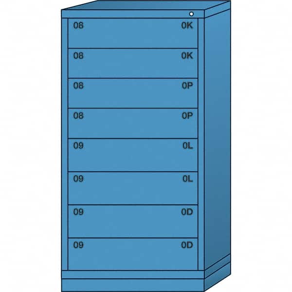 Lyon - 8 Drawer, Standard Eye-Level - Single Drawer Access Cabinet - Steel, 30" Wide x 28-1/4" Deep x 59-1/4" High, Wedgewood Blue - Americas Industrial Supply