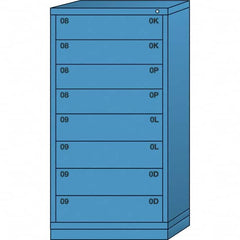 Lyon - 8 Drawer, Standard Eye-Level - Multiple Drawer Access Cabinet - Steel, 30" Wide x 28-1/4" Deep x 59-1/4" High, Wedgewood Blue - Americas Industrial Supply