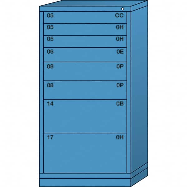 Lyon - 8 Drawer, Standard Eye-Level - Multiple Drawer Access Cabinet - Steel, 30" Wide x 28-1/4" Deep x 59-1/4" High, Wedgewood Blue - Americas Industrial Supply