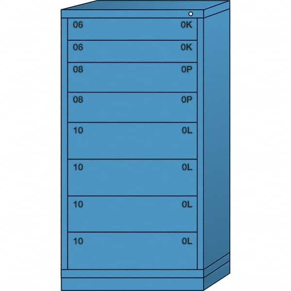 Lyon - 8 Drawer, Standard Eye-Level - Multiple Drawer Access Cabinet - Steel, 30" Wide x 28-1/4" Deep x 59-1/4" High, Wedgewood Blue - Americas Industrial Supply