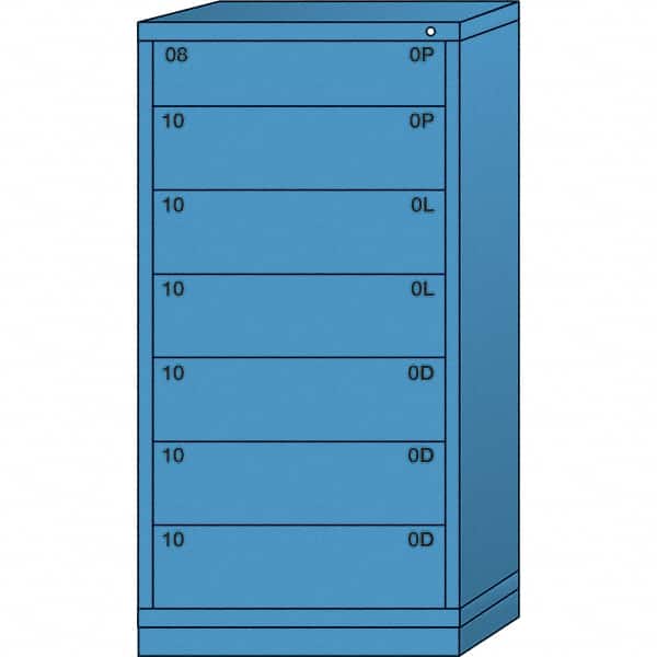 Lyon - 7 Drawer, Standard Eye-Level - Single Drawer Access Cabinet - Steel, 30" Wide x 28-1/4" Deep x 59-1/4" High, Wedgewood Blue - Americas Industrial Supply