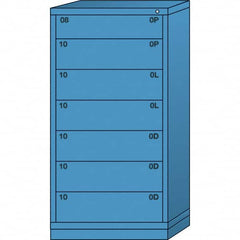 Lyon - 7 Drawer, Standard Eye-Level - Single Drawer Access Cabinet - Steel, 30" Wide x 28-1/4" Deep x 59-1/4" High, Wedgewood Blue - Americas Industrial Supply