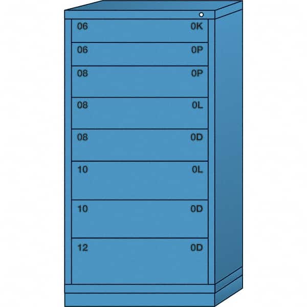 Lyon - 8 Drawer, Standard Eye-Level - Single Drawer Access Cabinet - Steel, 30" Wide x 28-1/4" Deep x 59-1/4" High, Wedgewood Blue - Americas Industrial Supply