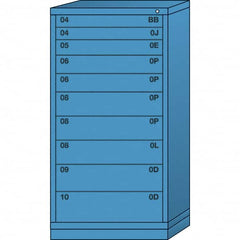 Lyon - 10 Drawer, Standard Eye-Level - Single Drawer Access Cabinet - Steel, 30" Wide x 28-1/4" Deep x 59-1/4" High, Wedgewood Blue - Americas Industrial Supply