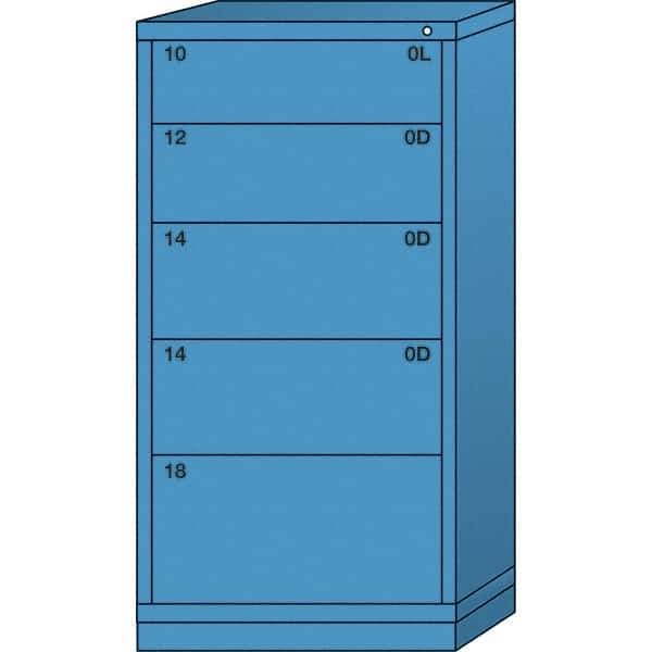 Lyon - 5 Drawer, Standard Eye-Level - Multiple Drawer Access Cabinet - Steel, 30" Wide x 28-1/4" Deep x 59-1/4" High, Wedgewood Blue - Americas Industrial Supply