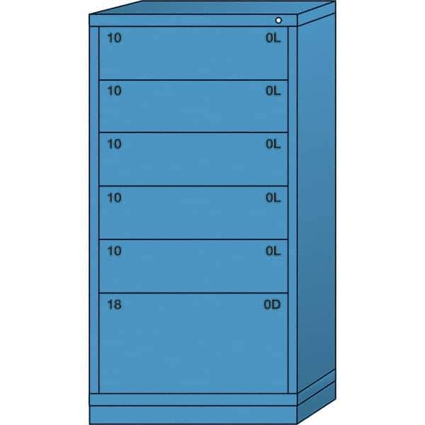 Lyon - 6 Drawer, Standard Eye-Level - Multiple Drawer Access Cabinet - Steel, 30" Wide x 28-1/4" Deep x 59-1/4" High, Wedgewood Blue - Americas Industrial Supply