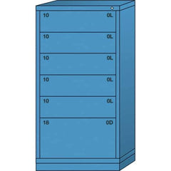 Lyon - 6 Drawer, Standard Eye-Level - Single Drawer Access Cabinet - Steel, 30" Wide x 28-1/4" Deep x 59-1/4" High, Wedgewood Blue - Americas Industrial Supply