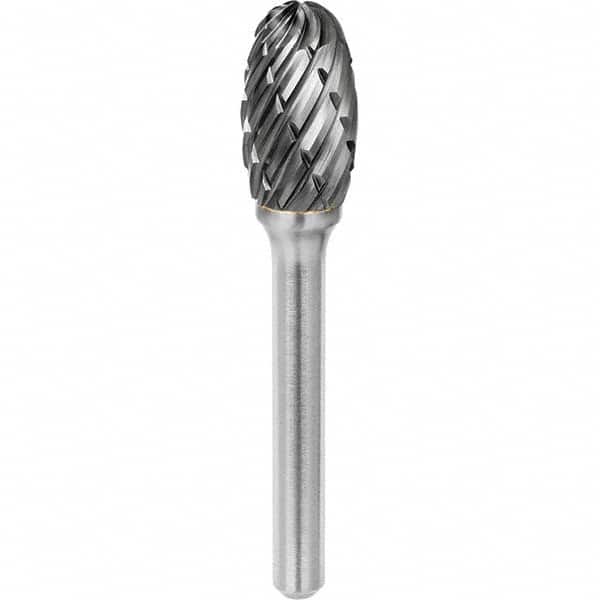 SGS Pro - 1/2" Cut Diam, 1/4" Shank Diam, Tungsten Carbide Steel Cut Oval Burr - Americas Industrial Supply