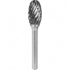 SGS Pro - 1/2" Cut Diam, 1/4" Shank Diam, Tungsten Carbide Steel Cut Oval Burr - Americas Industrial Supply