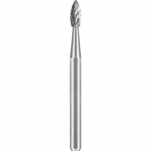 SGS Pro - 1/8" Cut Diam, 1/8" Shank Diam, Tungsten Carbide Double Cut Flame Burr - Americas Industrial Supply