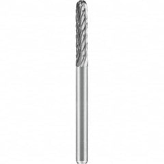 SGS Pro - 1/8" Cut Diam, 1/8" Shank Diam, Tungsten Carbide Double Cut Ball Nose Cylinder Burr - Americas Industrial Supply