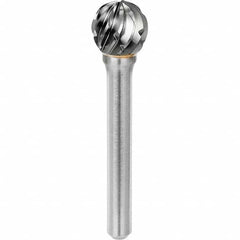 SGS Pro - 1/2" Cut Diam, 1/4" Shank Diam, Tungsten Carbide Steel Cut Ball Burr - Americas Industrial Supply